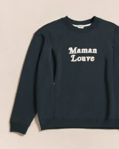 Le Sweat D'allaitement Maman Louve Femme En Coton Bio - Charbon