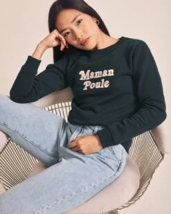 Le Sweat Maman Poule En Coton Bio - Charbon