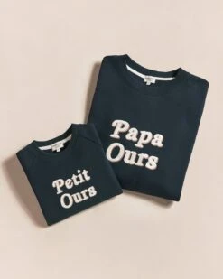 Le Duo De Sweats Papa Ours / Petit Ours En Coton Bio - Charbon