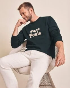 Le Sweat Papa Poule En Coton Bio - Charbon