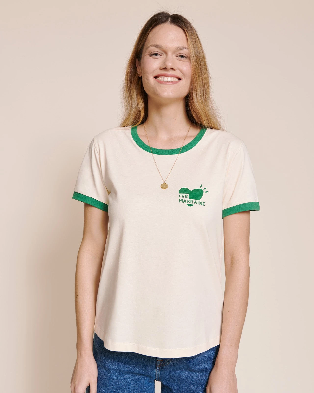 Le T-shirt Coeur Fée Marraine En Coton Bio - Crème 10 Le T-shirt Coeur Fée Marraine En Coton Bio - Crème – Image 8