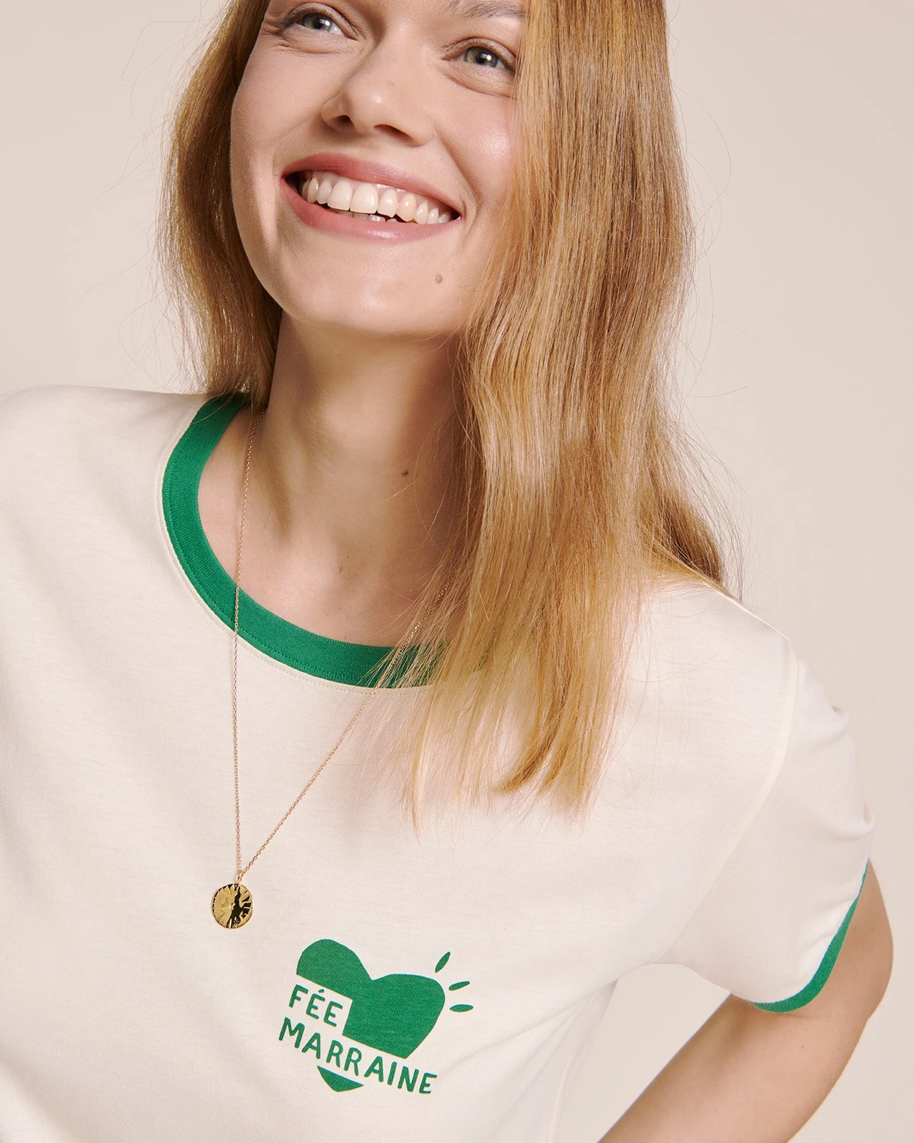 Le T-shirt Coeur Fée Marraine En Coton Bio - Crème 6 Le T-shirt Coeur Fée Marraine En Coton Bio - Crème – Image 4