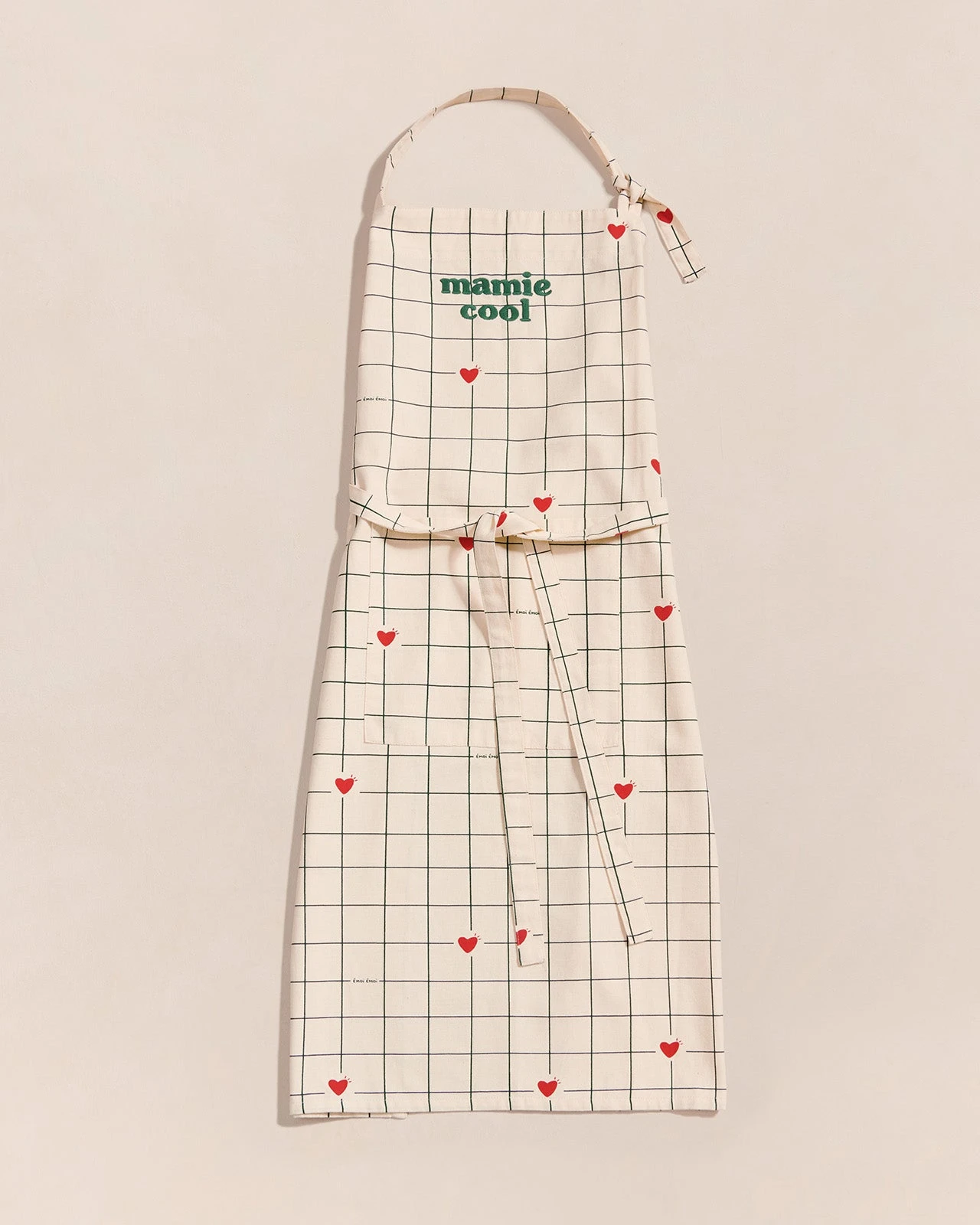 Le Tablier Mamie Cool à Carreaux En Coton Bio - Crème 3 Le Tablier Mamie Cool à Carreaux En Coton Bio - Crème