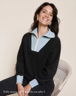 Le Sweat D'allaitement Sunilke En Polaire Recyclée Et Col Zippé - Gris -Bijoux Magasin 23Wtrappeurgrissweattrappeursunallaitementgrisanthracite bouclesd oreillesbiglovenacre emoiemoi 33 3315webtaille