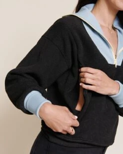 Le Sweat D'allaitement Sunilke En Polaire Recyclée Et Col Zippé - Gris -Bijoux Magasin 23Wtrappeurgrissweattrappeursunallaitementgrisanthracite emoiemoi 33 3362web