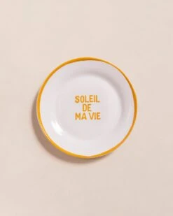 L'assiette Soleil De Ma Vie En Porcelaine- Jaune