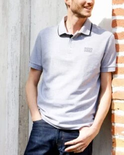 Le Polo Brodé Papa Cool - Gris Chiné