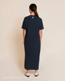 La Robe Roxane En Lyocell Côtelé - Charbon -Bijoux Magasin Anaisrobe2