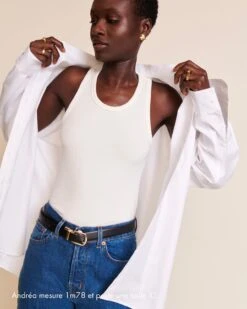 Le Débardeur Debra En Lyocell Côtelé - Blanc -Bijoux Magasin DebardeurblancAndrea