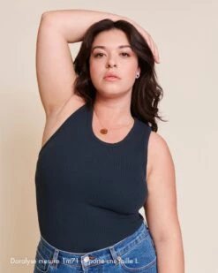 Le Débardeur Debra En Lyocell Côtelé - Charbon 21 Le Débardeur Debra En Lyocell Côtelé - Charbon -Bijoux Magasin Doralysedebardeurbleu2