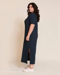 La Robe Roxane En Lyocell Côtelé - Charbon -Bijoux Magasin Doralyserobe