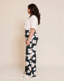 Le Pantalon Pauline En Coton Bio Imprimé - Anémones XL Charbon -Bijoux Magasin Doralyset shirt4