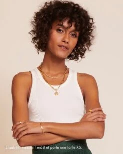 Le Débardeur Debra En Lyocell Côtelé - Blanc -Bijoux Magasin Elisabethdebardeur4