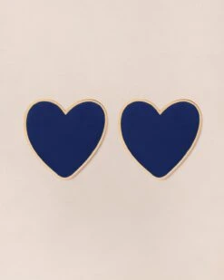 Les Boucles D'oreilles Big Love Grand Cœur Bleu - Dorées à L'or Fin 24 Carats -Bijoux Magasin PERMANENT BIJOUXBLEUS Boucled oreilleBigLoveBleus emoiemoi 613web