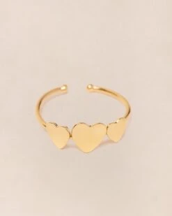 La Bague 3 Cœurs - Dorée à L'or Fin 24 Carats