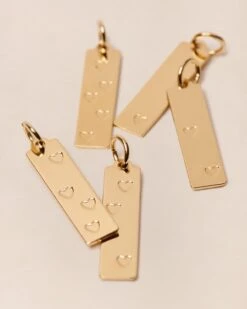 La Médaille Cœur Baguette - Dorée à L'or Fin 24 Carats - 20mm