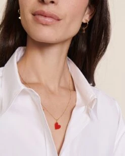 La Médaille Misia Grand Cœur Rouge - Dorée à L'or Fin 24 Carats - 15mm -Bijoux Magasin PERMANENT BIJOUXROUGES MedailleMisiaCoeurrouge chaineboules50cm emoiemoi D2LOOK 25 2171web