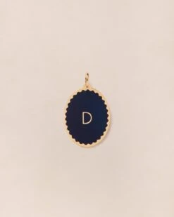 La Médaille Initiale Ovale - Bleu Nuit - 20mm