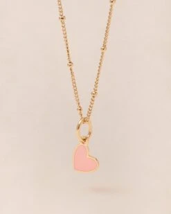 La Médaille Manon Petit Cœur Rose - Dorée à L'or Fin 24 Carats - 7mm -Bijoux Magasin PERMANENTS BIJOUXROSES MedailleManonCoeurrose emoiemoi 1411web