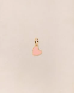 La Médaille Manon Petit Cœur Rose - Dorée à L'or Fin 24 Carats - 7mm