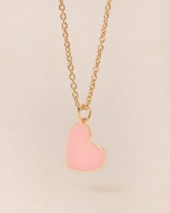 La Médaille Misia Grand Cœur Rose - Dorée à L'or Fin 24 Carats - 15mm