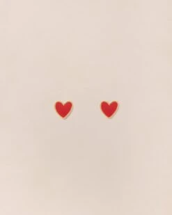 Les Boucles D'oreilles Céleste Petit Cœur Rouge - Dorées à L'or Fin 24 Carats -Bijoux Magasin PERMANENTS BIJOUXROUGES Boucled oreilleCelesteRouge emoiemoi 503web