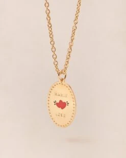 La Médaille Mamie Love Dorée à L’or 24 Carats - Rouge Et Bleu Nuit - 20mm