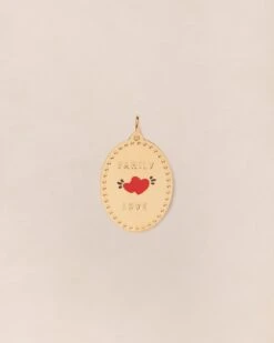 La Médaille Family Love Dorée à L’or 24 Carats - Rouge Et Bleu Nuit - 20mm