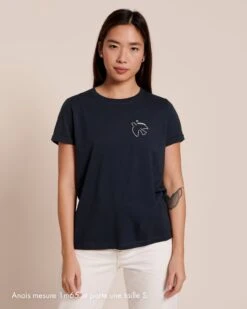 Le Duo De T-shirts Mama Bird / Baby Bird - Charbon -Bijoux Magasin Permanent Bird T shirtMamabirdnavyfemme1 emoiemoi23Swebtaille2