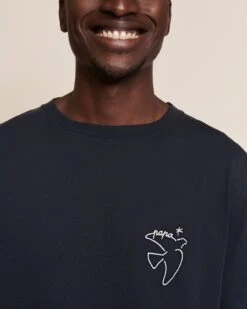 Le T-shirt Brodé Papa Bird En Coton Bio - Charbon