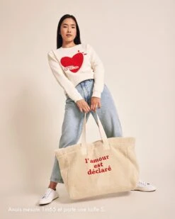 Le Sweat L'amour Est Déclaré Femme En Coton Bio - Crème -Bijoux Magasin Permanent CabasmoumouteL amourestdeclare sweatlamourestdeclarefemme2 emoiemoi22Wwebtaille2