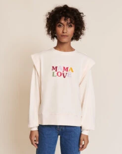 Le Sweat Club Mama Love En Coton Bio - Crème -Bijoux Magasin Permanent Club SweatClubMamaLoverainbow emoiemoi D2LOOK 39 309423Wweb
