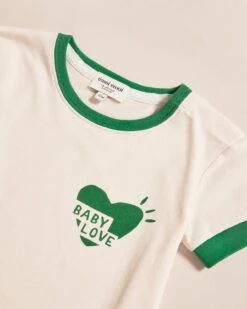 Le T-shirt Coeur Baby Love En Coton Bio - Crème