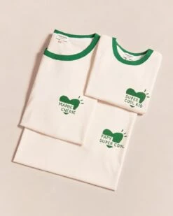 Le T-shirt Coeur Mamie Chérie En Coton Bio - Crème -Bijoux Magasin Permanent Coeurvert T shirtMamieCheriePapySuperCoolSuperCoolKid emoiemoi22Wweb