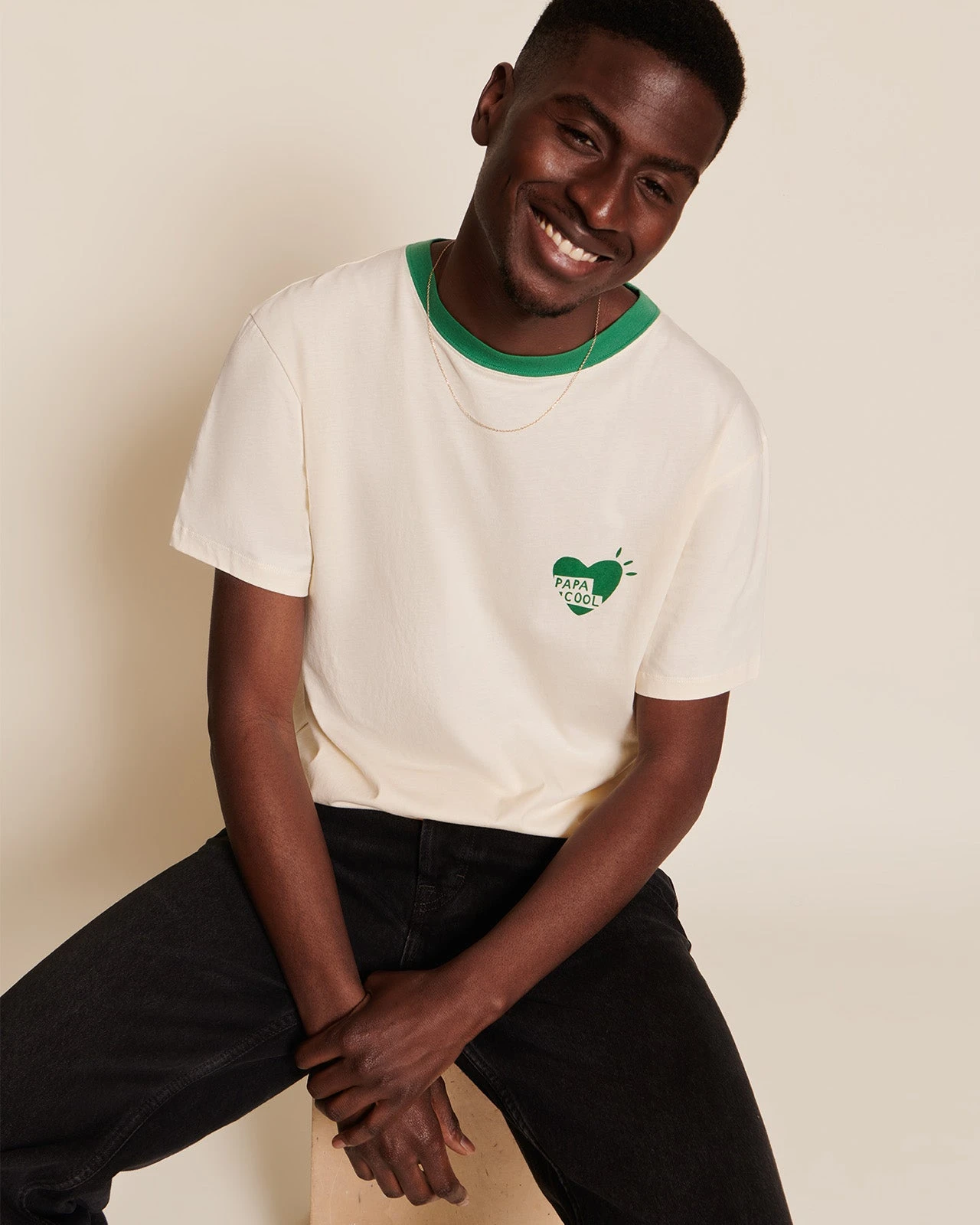 Le T-shirt Coeur Papa Cool En Coton Bio - Crème 3 Le T-shirt Coeur Papa Cool En Coton Bio - Crème