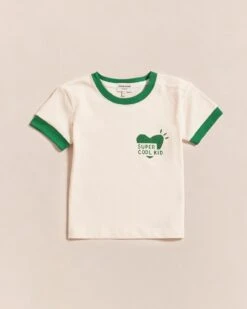 Le T-shirt Coeur Super Cool Kid En Coton Bio - Crème