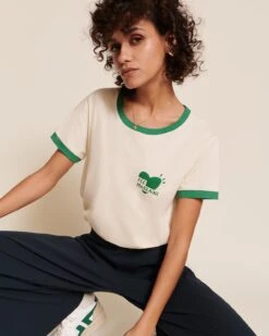 Le T-shirt Coeur Fée Marraine En Coton Bio - Crème