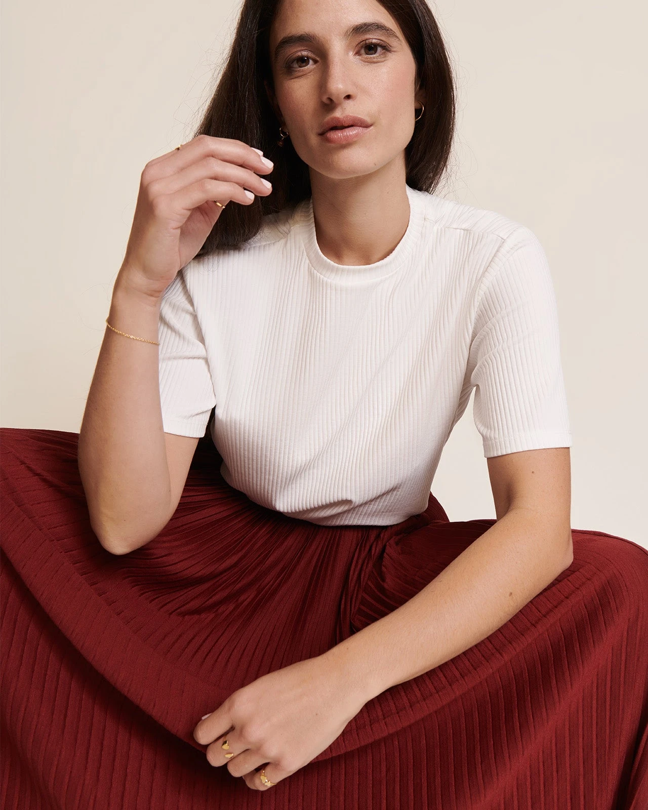 La Jupe Plissée Adèle - Bordeaux 3 La Jupe Plissée Adèle - Bordeaux