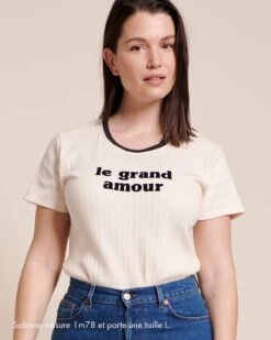 Le Duo De T-shirts Le Grand Amour Femme / Enfant - Crème -Bijoux Magasin Permanent LegrandAmourCreme T shirtlegrandamourfemmecremeemoiemoi23Swebtaille2