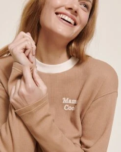 Le Haut De Pyjama Mama Cool En Coton Bio Nid D'abeille - Praliné -Bijoux Magasin Permanent Pyjamapraline PyjamaMamaCoolfemme emoiemoi 07 57023Wweb