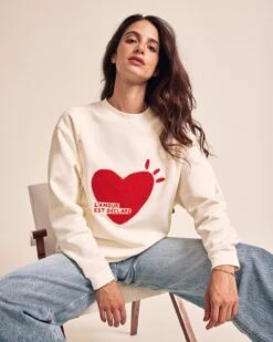 Le Sweat D'allaitement L'amour Est Déclaré Femme En Coton Bio - CrÚme