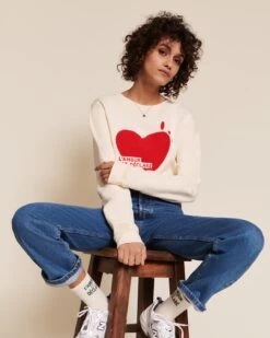 Le Sweat L'amour Est Déclaré Femme En Coton Bio - Crème