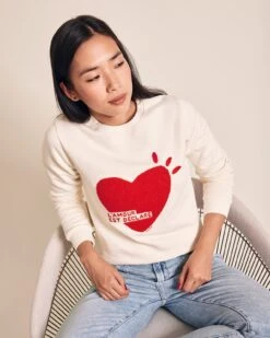 Le Sweat L'amour Est Déclaré Femme En Coton Bio - Crème -Bijoux Magasin Permanent l amourestdeclare sweatfemme2 emoiemoi22Wweb
