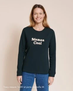 Le Sweat Maman Cool En Coton Bio - Charbon -Bijoux Magasin Permanent sweaticoniquecharbon mamancool emoiemoi 05 41523Swebtaille2
