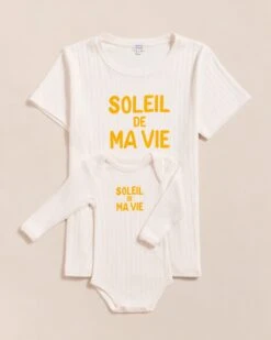Le Body Et Le T-shirt Soleil De Ma Vie En Coton Bio - Crème