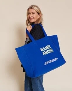 Le Cabas Brodé Mamie Amour - Bleu