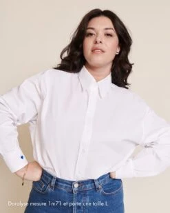 La Chemise L'amour Est Déclaré En Coton Bio - Blanche -Bijoux Magasin S24ChemiseCharlotteL amourestdeclare blanc jeanindigoemoiemoi 20 13552web