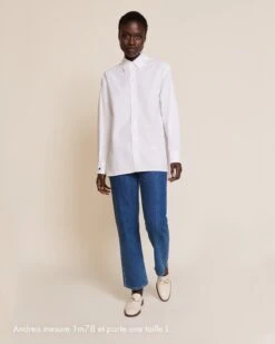 La Chemise L'amour Est Déclaré En Coton Bio - Blanche -Bijoux Magasin S24ChemiseCharlotteL amourestdeclare blanc jeanindigoemoiemoi 30 19092web