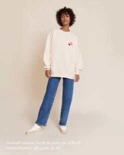 Le Sweat L'amour Est Déclaré Adulte En Coton Bio - Crème / Rouge -Bijoux Magasin S24SweatLadyD L amourestdeclare creme jeanindigoemoiemoi 20 1756legendeweb