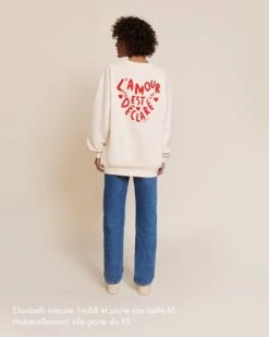 Le Sweat L'amour Est Déclaré Adulte En Coton Bio - Crème / Rouge -Bijoux Magasin S24SweatLadyD L amourestdeclare creme jeanindigoemoiemoi 20 1762legendeweb